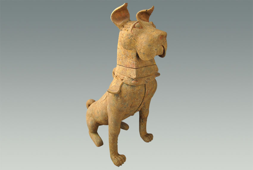 Grey pottery dog of Eastern Han Dynasty